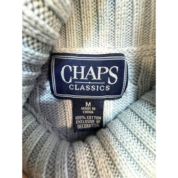 Chaps Classics Womens Cable Knit Turtleneck Sweater M Pale Pastel Blue - Picture 3 of 12